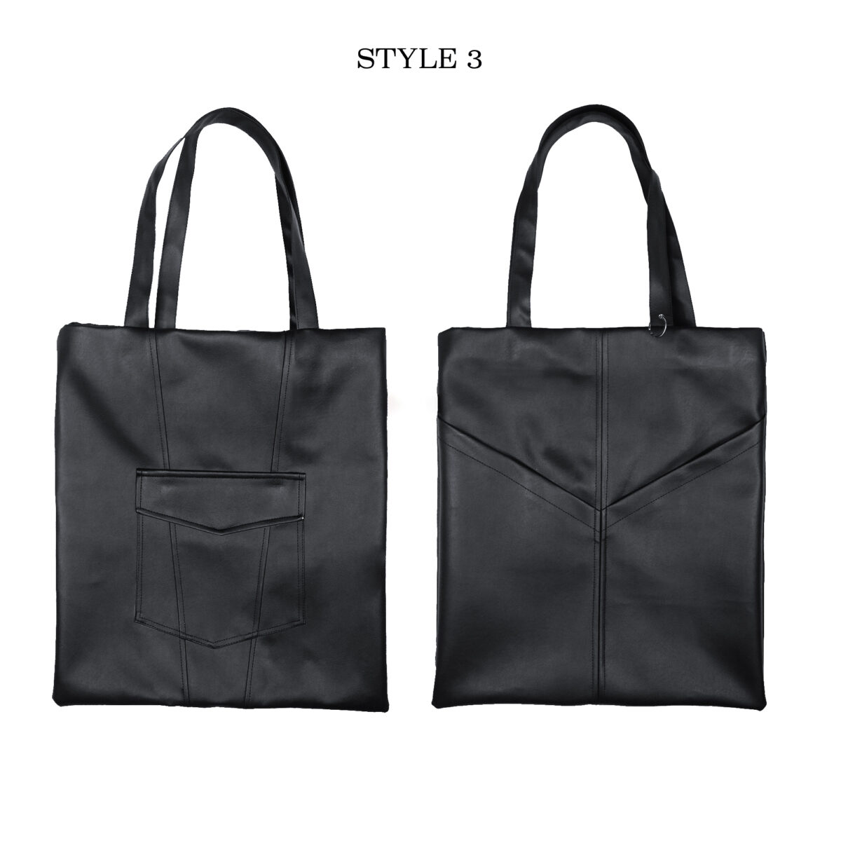 Front Pocket With Closure PU Tote Bag TB001