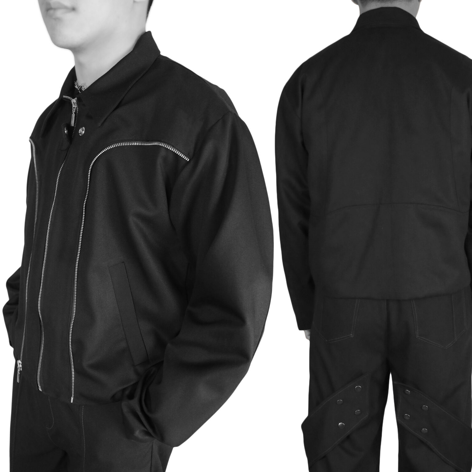 Nth Curved Zipper Details Jacket