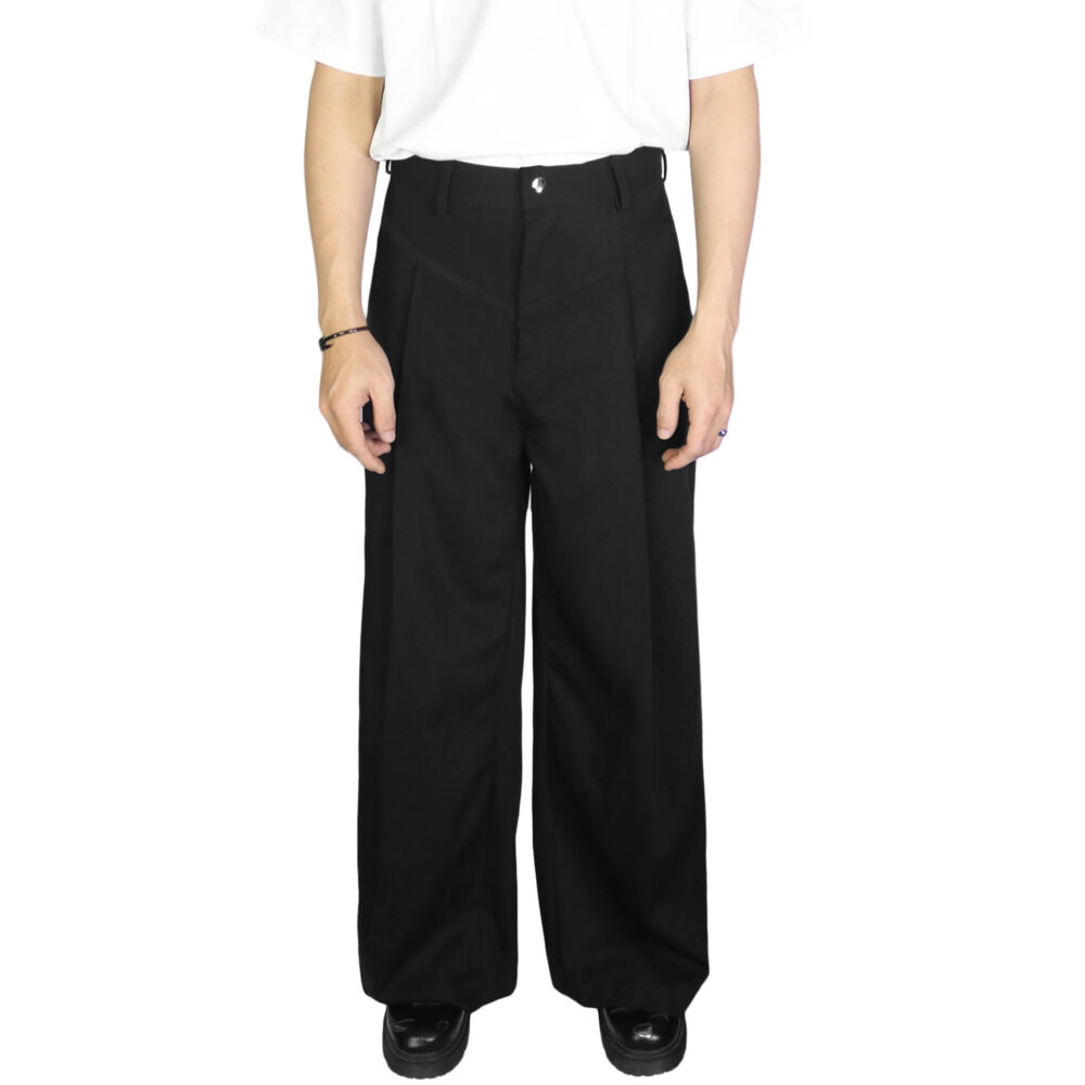 ZutterX Diagonal Pleated Wide Leg Pants